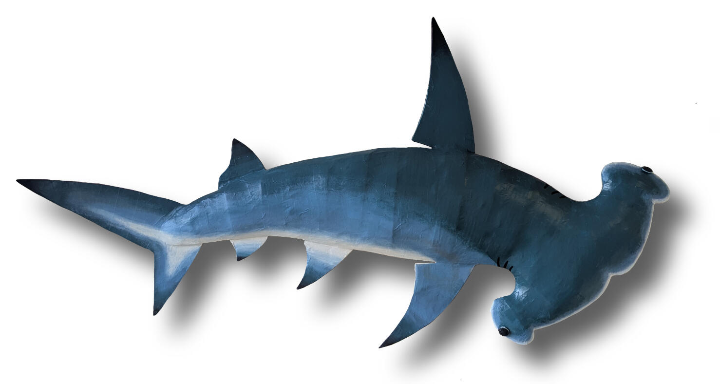 Hammerhead | 2025 [Cardboard, newsprint, mod podge, acrylic]