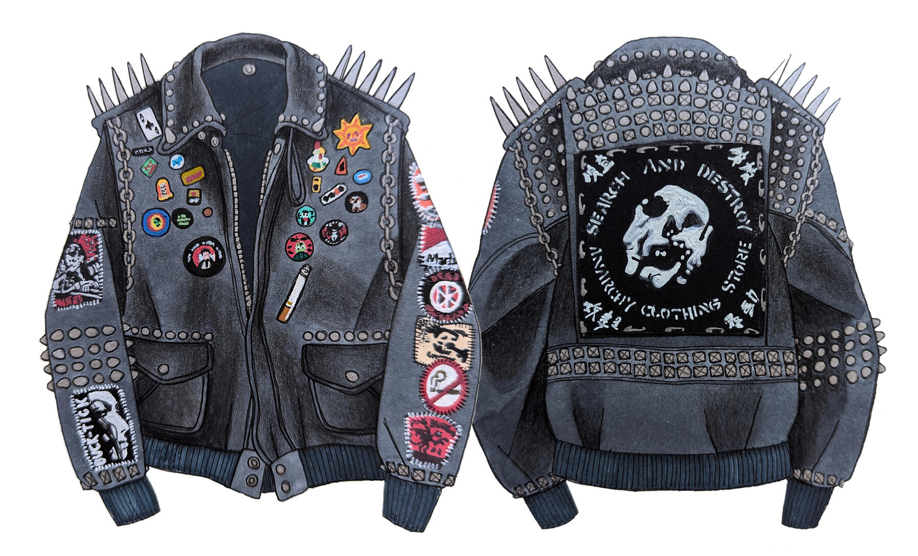 Battle Jacket | 2026 [Ink, marker, colored pencil]