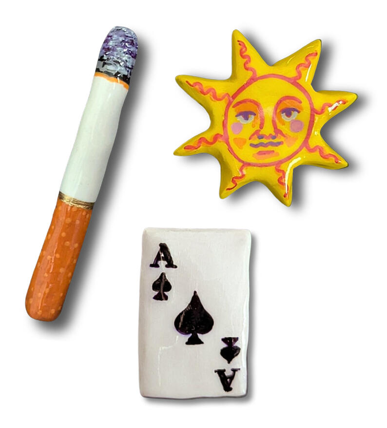 Clay Pins | 2026 [Polymer clay, acrylic, enamel glaze]